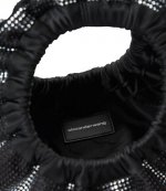 Black/White Rhinstone Crescent Mini Top Handle Bag