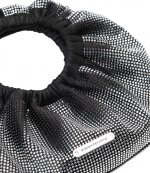 Black/White Rhinstone Crescent Mini Top Handle Bag