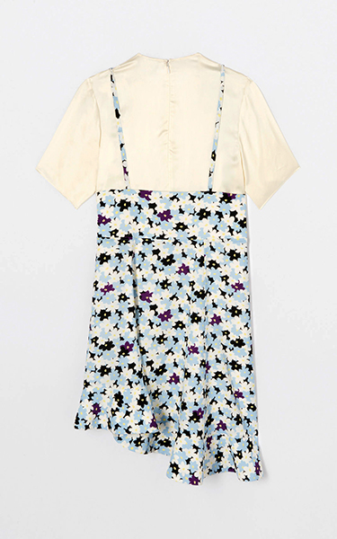 KENZO ASYMMETRIC SLIP RUFFLED DRESS