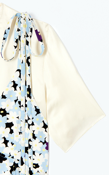 KENZO ASYMMETRIC SLIP RUFFLED DRESS