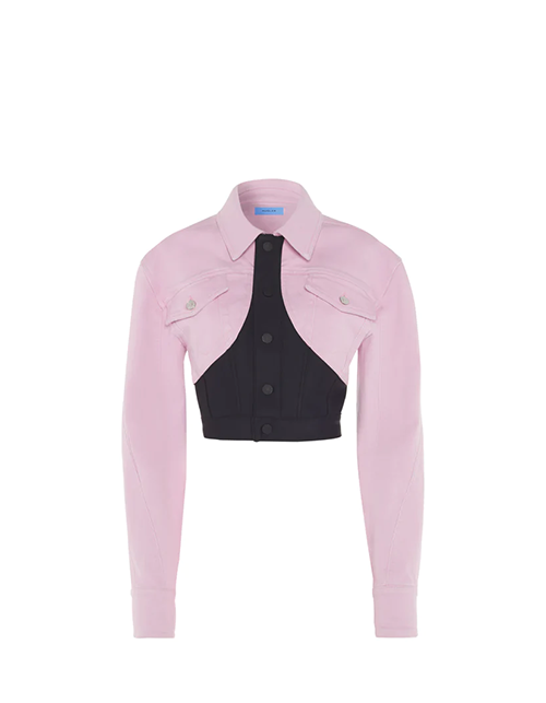 Cropped Pink Denim Jacket
