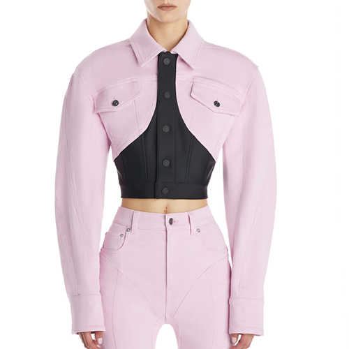 Cropped Pink Denim Jacket