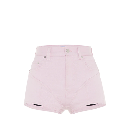 Bi-Material Pink Black Spiral Shorts