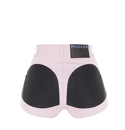 Bi-Material Pink Black Spiral Shorts