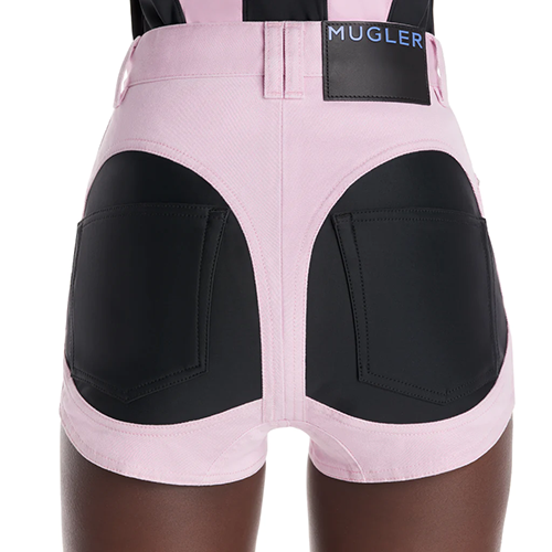 Bi-Material Pink Black Spiral Shorts