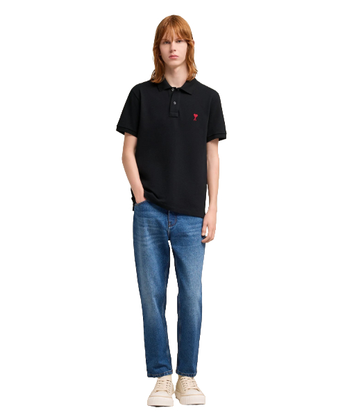 Red Ami De Coeur Black Pique Polo Shirt