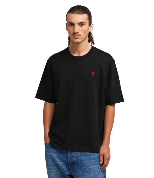Red Ami De Coeur Black Cotton T Shirt