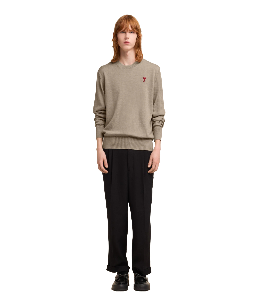 Red Ami De Coeur Beige Classic Merino Sweater