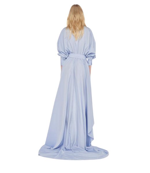 Hi Low Super OS BF NK Misty Blue Shirt Flared Gown