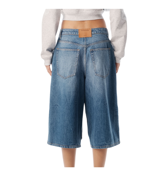 Vintage Marble Blue Zip Front Midi Jeans Skort