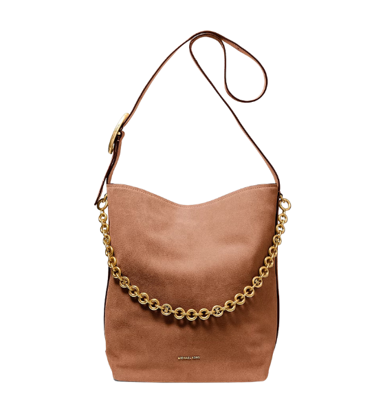 Brown Nolita Suede Leather Large Bucket Shoulder Bag