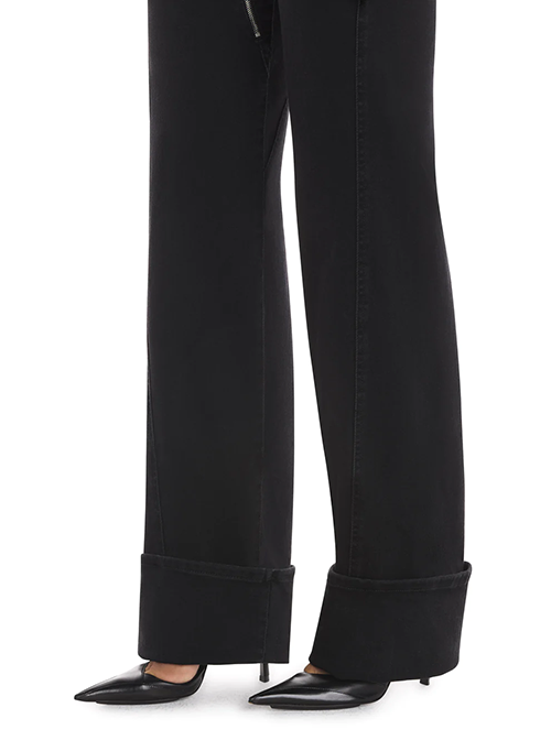 Black Cuffed Zipper Jeans