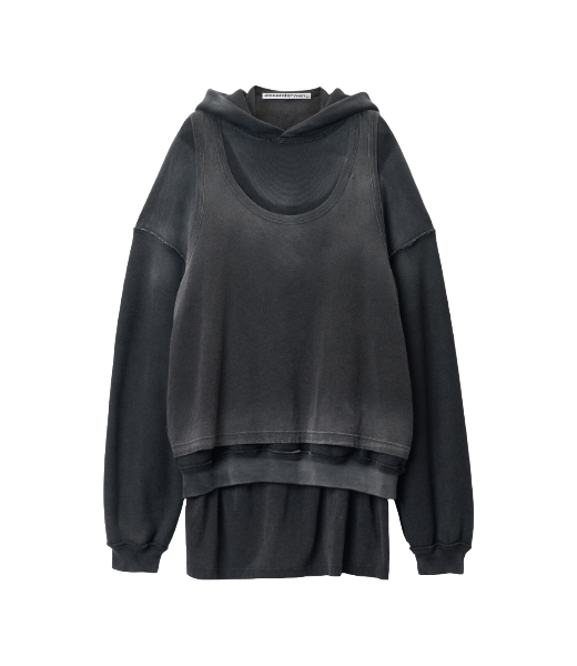 Oversized Unisex Triple Layer Washed Black Hoodie