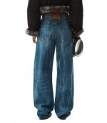 Tumbled Medium Indigo Ballon Jean Embroidered Logo