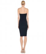 Black Strapless Shirred Front Dress To Knee
