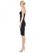 Black Strapless Shirred Front Dress To Knee
