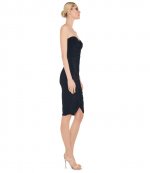 Black Strapless Shirred Front Dress To Knee