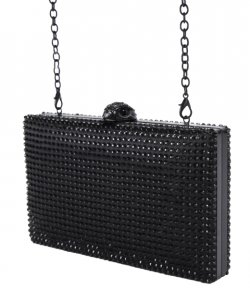 Black Crystal Kensington Clutch Satin