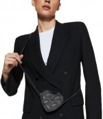 Micro Heart Crossbody DR Gunmetal synthetic