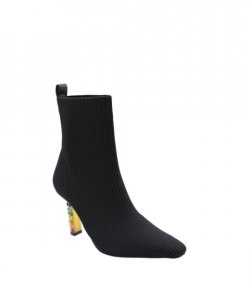 Black/Comb Fabric Ankle Boots