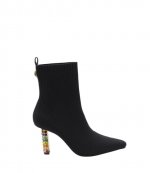 Black/Comb Fabric Ankle Boots