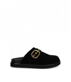 Mayfair Casual Black Suede Flats Mules