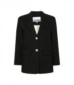 Stripe Suiting Boxy Black Blazer