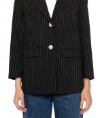 Stripe Suiting Boxy Black Blazer