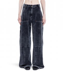 High Wasted Washed Slate Pant With Panel Detail