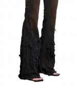 Black Belted Distressed Pants Rust