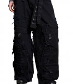 Distressed Black Cargo Pants