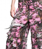 Distressed Cargo Pants Camo Pink