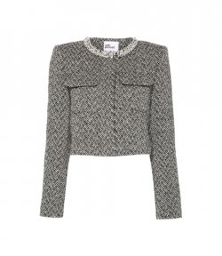 Black Herringbone Embellished Jacjet