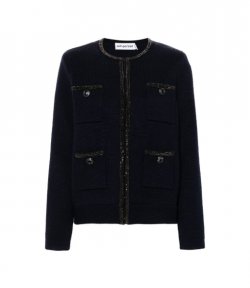 Navy Embellished Knit Cardigan
