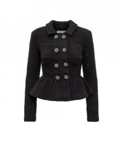 BlackTextured Knit Perlum Jacket