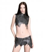 Washed Black Shredded Top