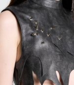 Washed Black Shredded Top