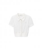 Cropped Polo Cardigan With Embroidered Logo