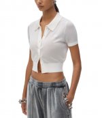 Cropped Polo Cardigan With Embroidered Logo