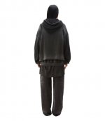 Oversized Unisex Triple Layer Washed Black Hoodie