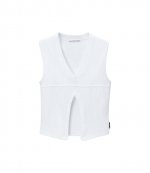 White Double V Neck Tank Top
