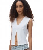 White Double V Neck Tank Top