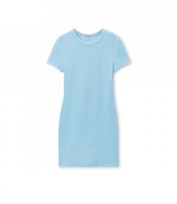 Crew Neck Short Sleeve Light Blue Dress