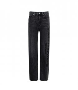 Grey Aged Ez Slouch Logo  Cut Out Embrodery Denim Pants