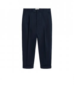 Navy Cotton Carrot Oversized Trousers