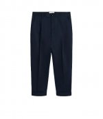 Navy Cotton Carrot Oversized Trousers