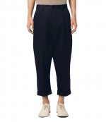 Navy Cotton Carrot Oversized Trousers