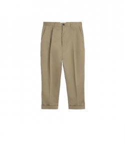 Khaki Cotton Carrot Oversized Trousers