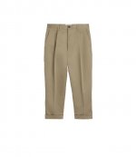 Khaki Cotton Carrot Oversized Trousers