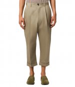 Khaki Cotton Carrot Oversized Trousers